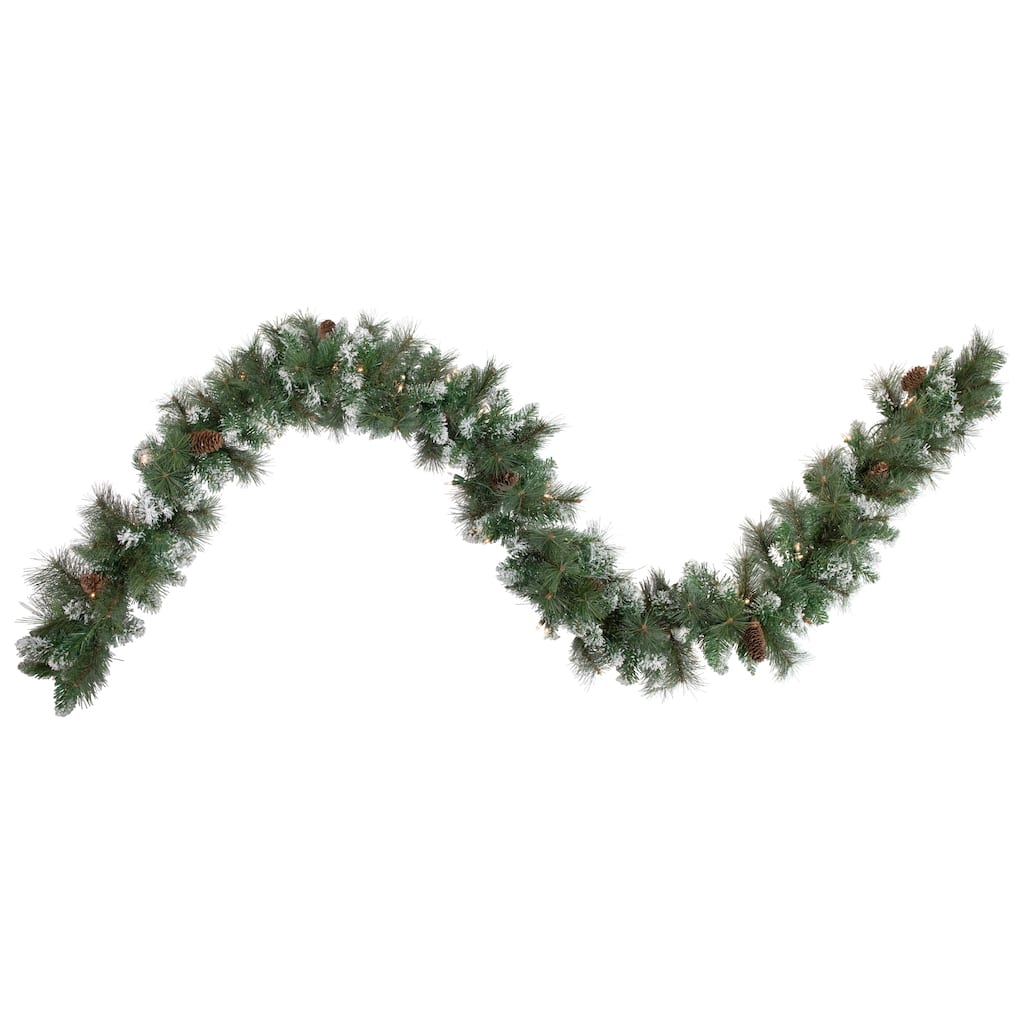 9' x 10" Snow Valley Pine Artificial Christmas Garland, Clear Lights
