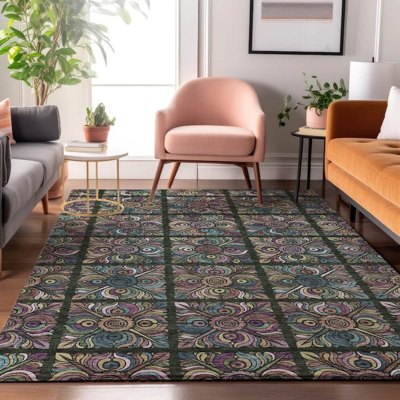 Premium Washable Super Soft Mosaic Panel Mayfield Rug - Fern - 2'6" x 3'10"