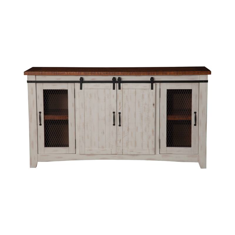 Rustic Farmhouse 65-Inch Wide Solid Wood TV Stand