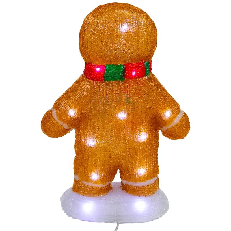 14" LED Acrylic Gingerbread Man Scarf Outdoor Christmas Decoration - Brown