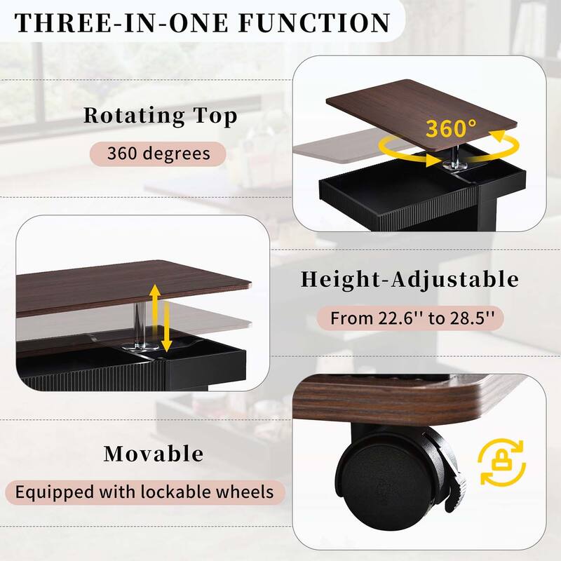 Modern End Table with Wheels