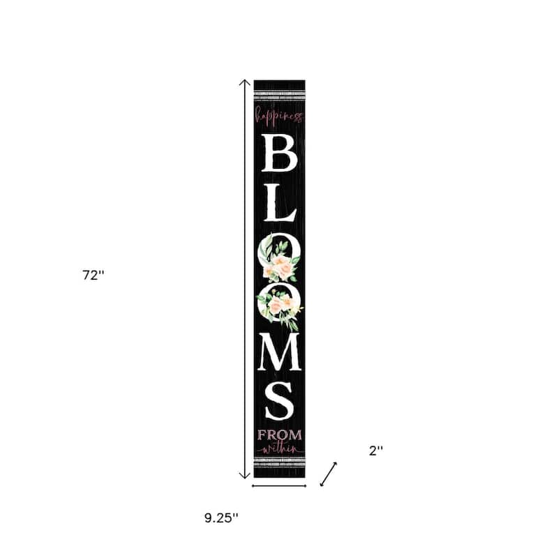 HomeRoots 72" Black And White Solid Wood Blooms Welcome Porch Sign