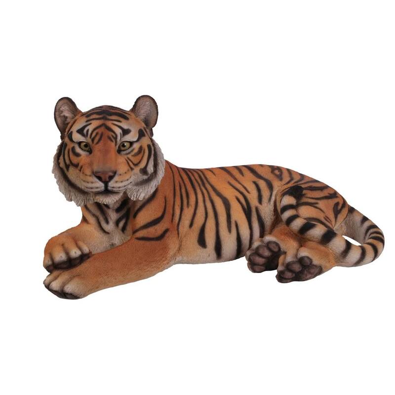 28" Tiger Laying Down Outdoor Garden Statue
