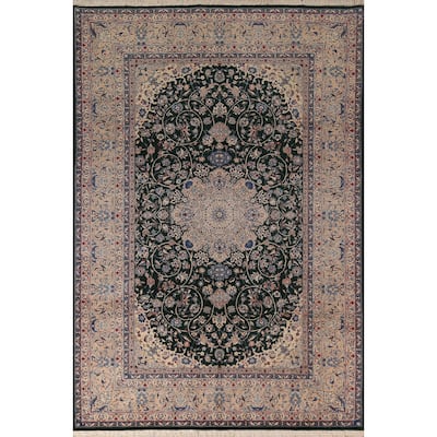 Vegetable Dye Green Nain Chinese Area Rug Handmade Wool Carpet - 6'2"x 9'0"