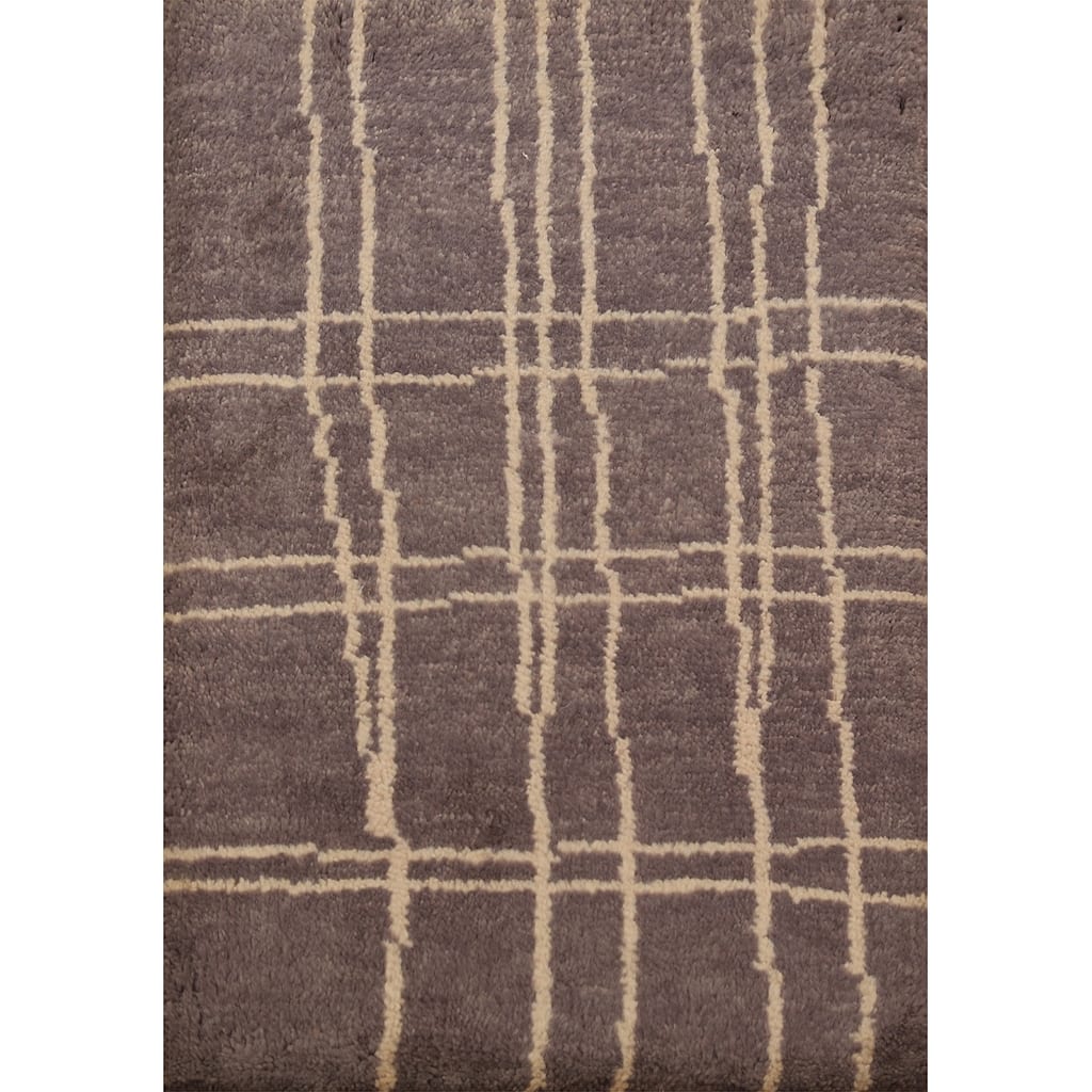 Dark Brown Moroccan Indian Foyer Rug Handmade Wool Carpet - 2'0"x 3'0"