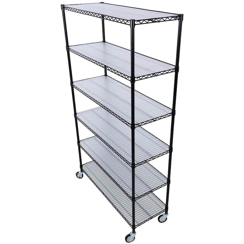 6 Tier 6000lbs Capacity Adjustable Metal Storage Rack with Wheels