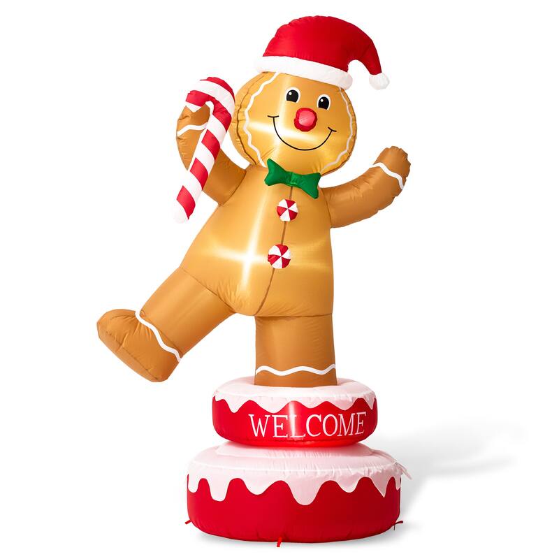 Glitzhome 6 FT Lighted Inflatable Rotating Snowman or Gingerbread Man Decor - Gingerbread Man