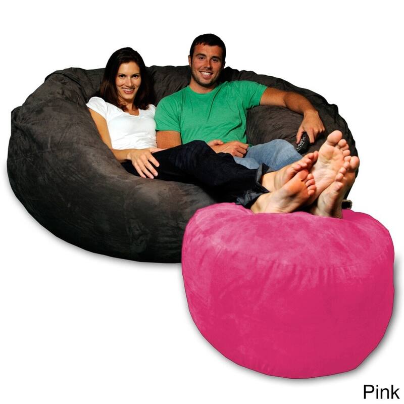 Memory Foam Ottoman Only, Soft and Comfy MicroSuede Bean Bag Ottoman for Adults and Kids - Pink Micro Suede