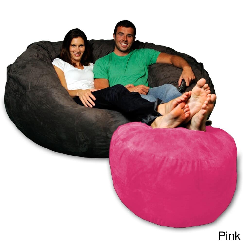 Memory Foam Ottoman Only, Soft and Comfy MicroSuede Bean Bag Ottoman for Adults and Kids