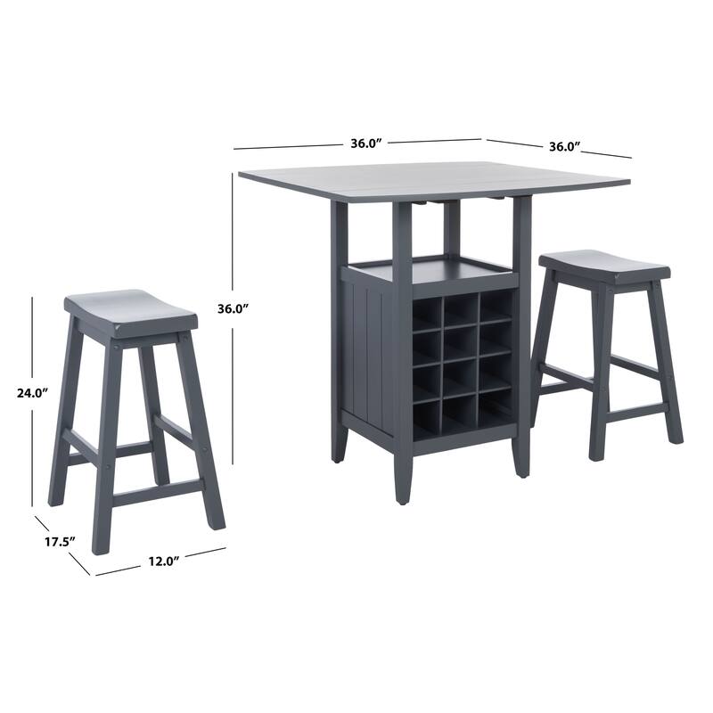 SAFAVIEH Mascha 3-Piece Set Drop Leaf Pub Table - 36" W x 36" L x 36" H - 36Wx36Dx36H