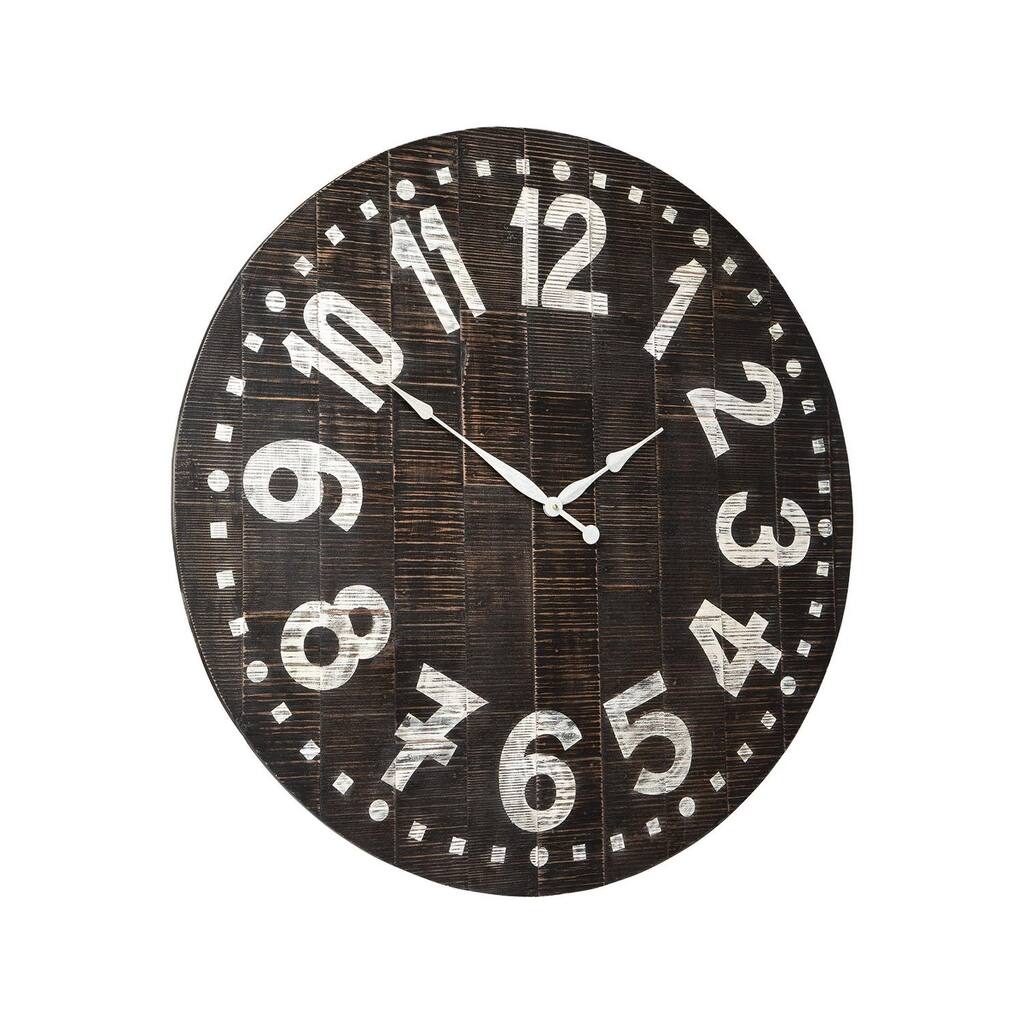 Byram Black/Brown Wood Modern Wall Clock - 39' x 39'