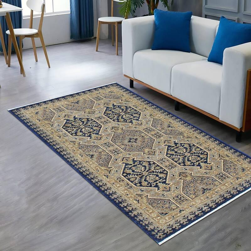 Classic Ziegler Sharyn Blue Beige Hand-knotted Wool Rug - 3'0" x 5'10"