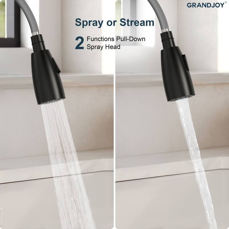 GRANDJOY Single Handle Pull Down Kitchen Faucet with Spot Resistant Finish