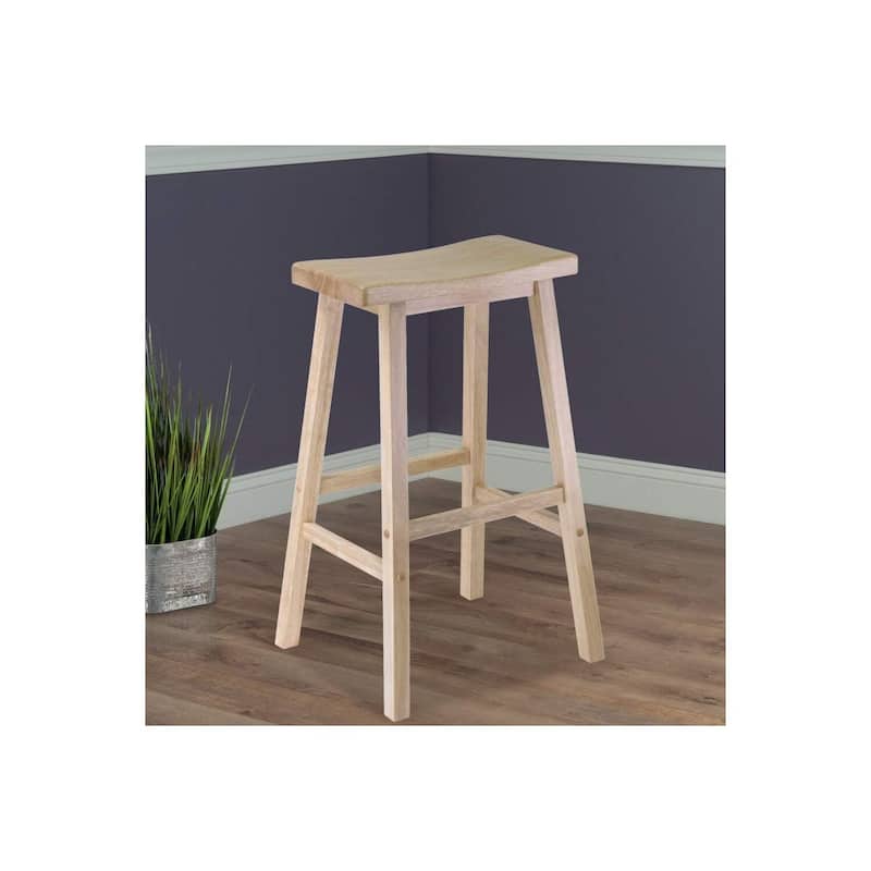 Retro Counter Stool with 29 Inch Natural Wood Seat, Stylish Backless Design and Easy Assembly for Kitchen Dining