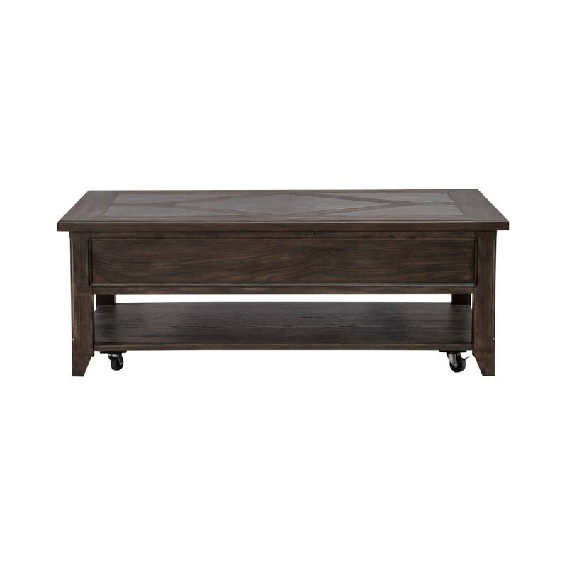 Paradise Valley Saddle Brown and Blue Stone Rectangular Cocktail Table