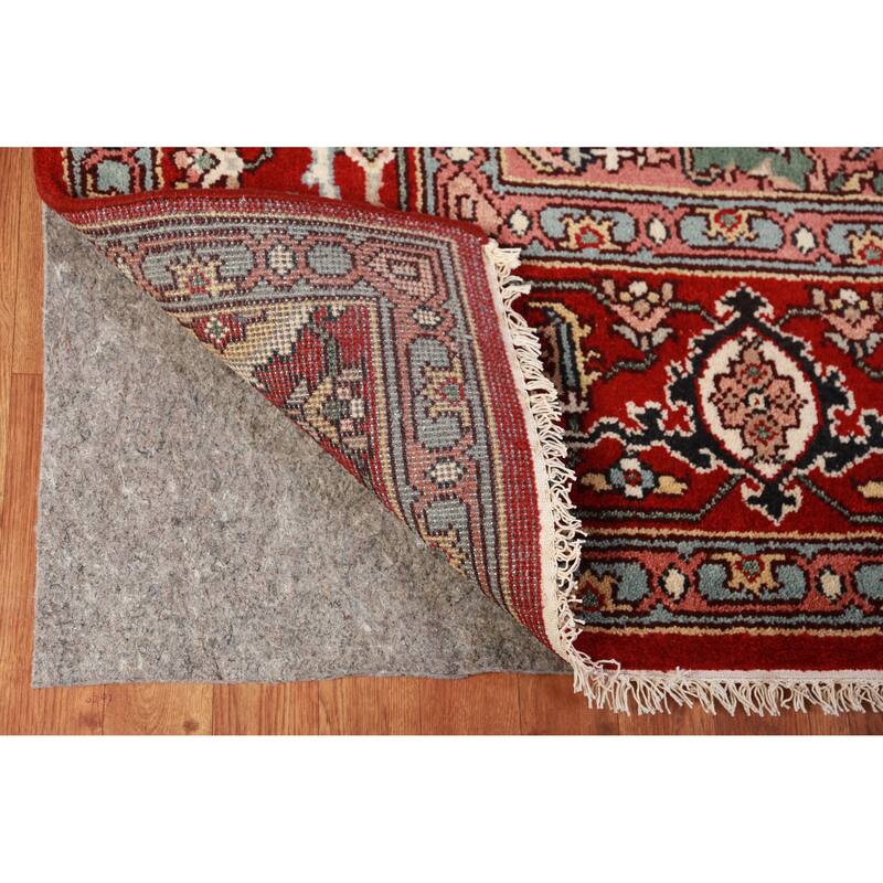Hand Knotted Oriental 100% Wool Carpet Traditional Medallion Beige & Ivories Heriz (serapi) Area Rug - 10' 1'' X 7' 11''