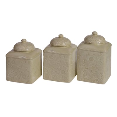 HiEnd Accents Savannah Floral Damask Ceramic Canister Set, 3PC