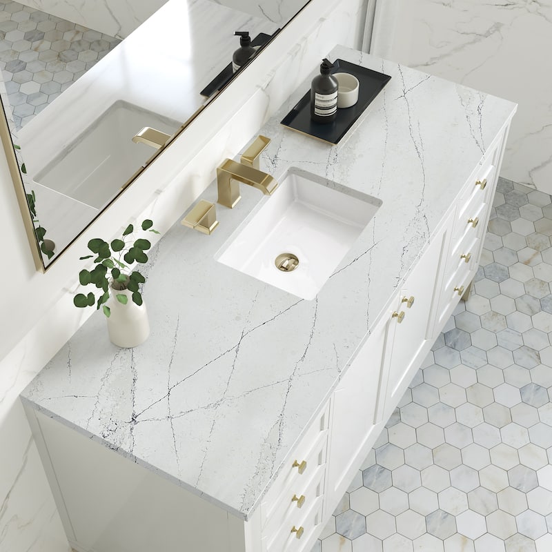 James Martin Vanities Chicago 60" Single Vanity, Glossy White