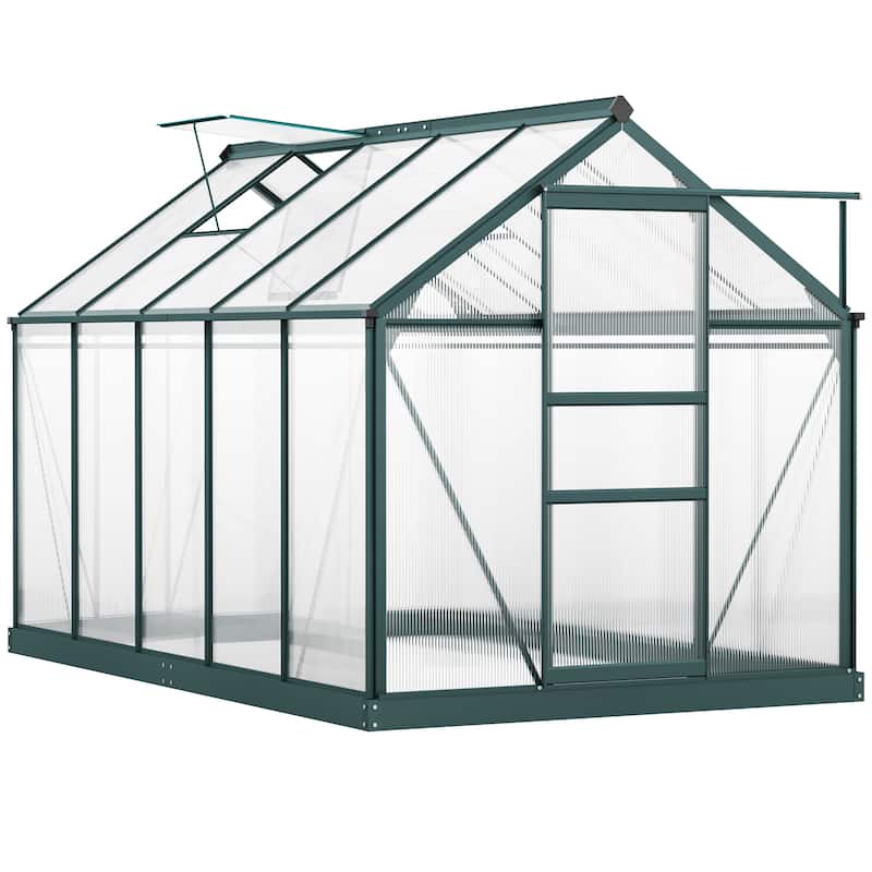 Outsunny Polycarbonate Walk-In Greenhouse with Rooftop Vent & UV-Resistant Walls