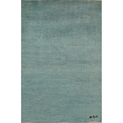 Modern Blue Gabbeh Oriental Rug Handmade Wool Carpet - 3'3" x 4'10"