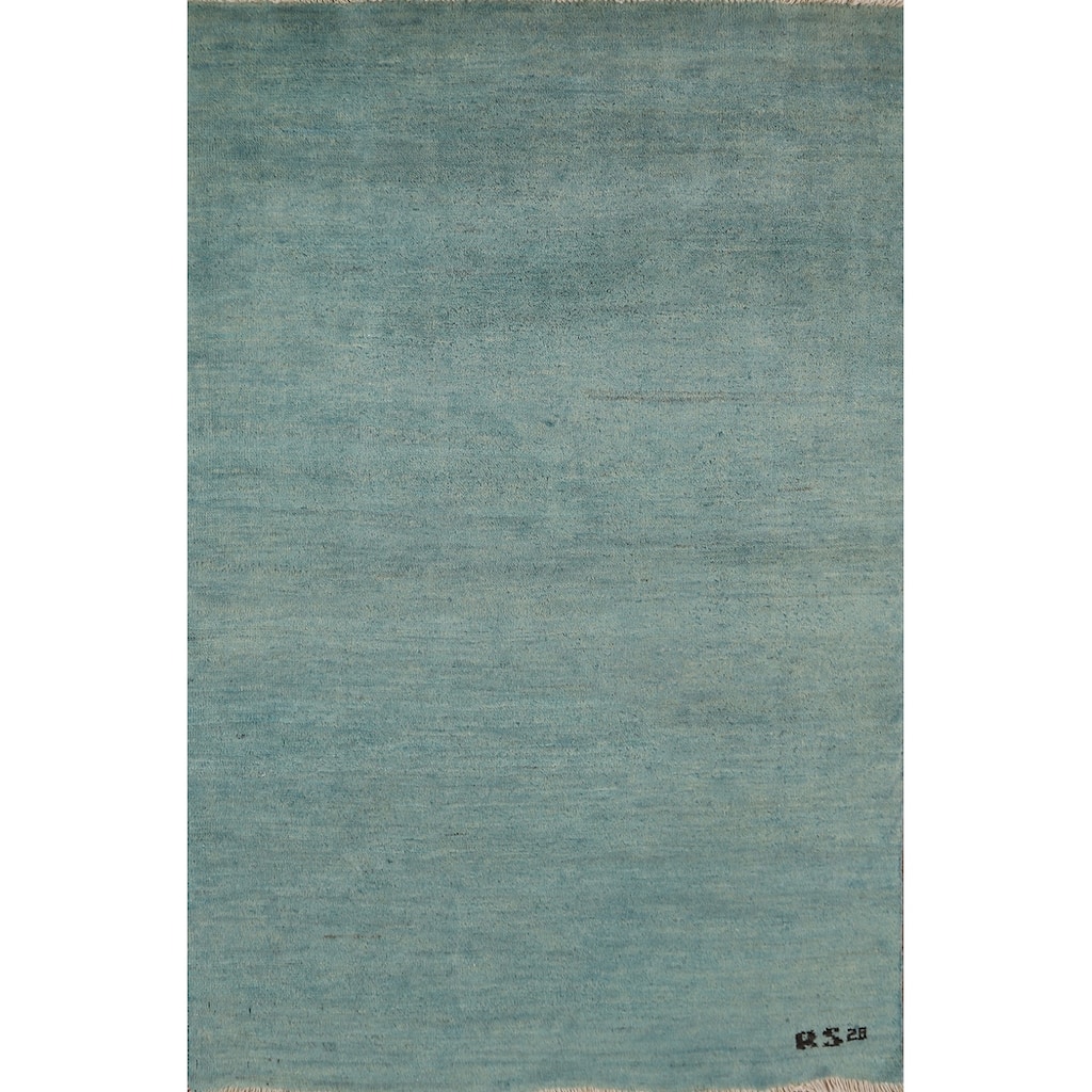 Modern Blue Gabbeh Oriental Rug Handmade Wool Carpet - 3'3" x 4'10"