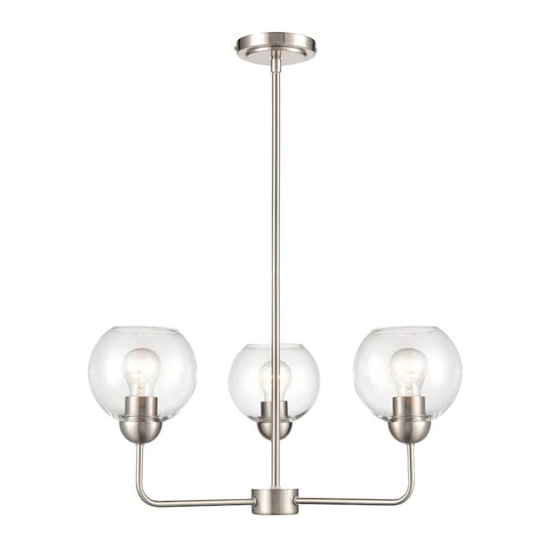 Astoria 23-inch Wide 3-Light Chandelier in Brushed Nickel - Brushed Nickel - 23-inch