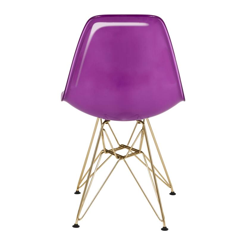 Cresco Plastic Dining Side Chair with Eiffel Base in Gold Set of 2 by LeisureMod