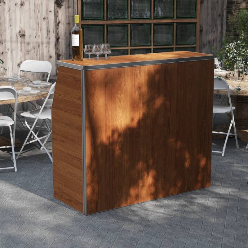 4' Laminate Foldable Bar - Portable Event Bar - Caterering/Bartendar Bar - Maple Woodgrain