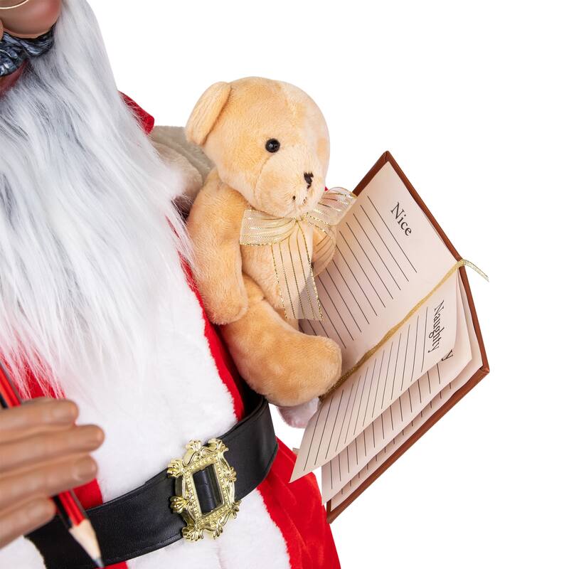 Lighted and Animated Musical African American Santa Christmas Decoration - 32"