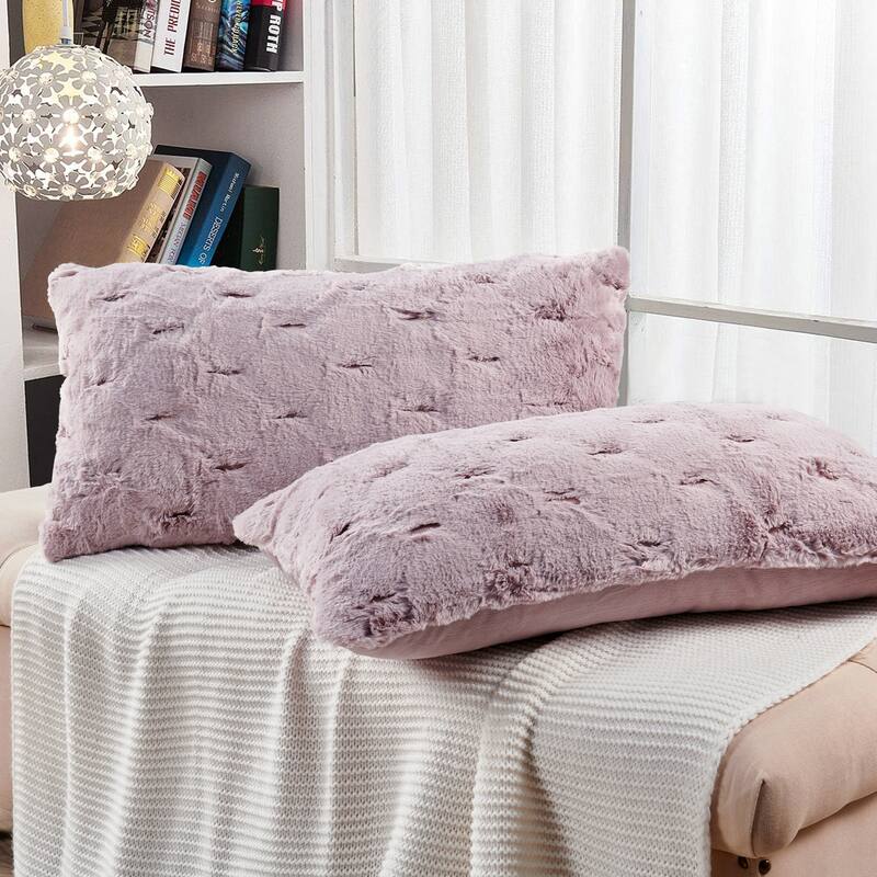 Serenta JacquardRabbit FauxFur Pillow Cover 2 Piece, NO INSERT
