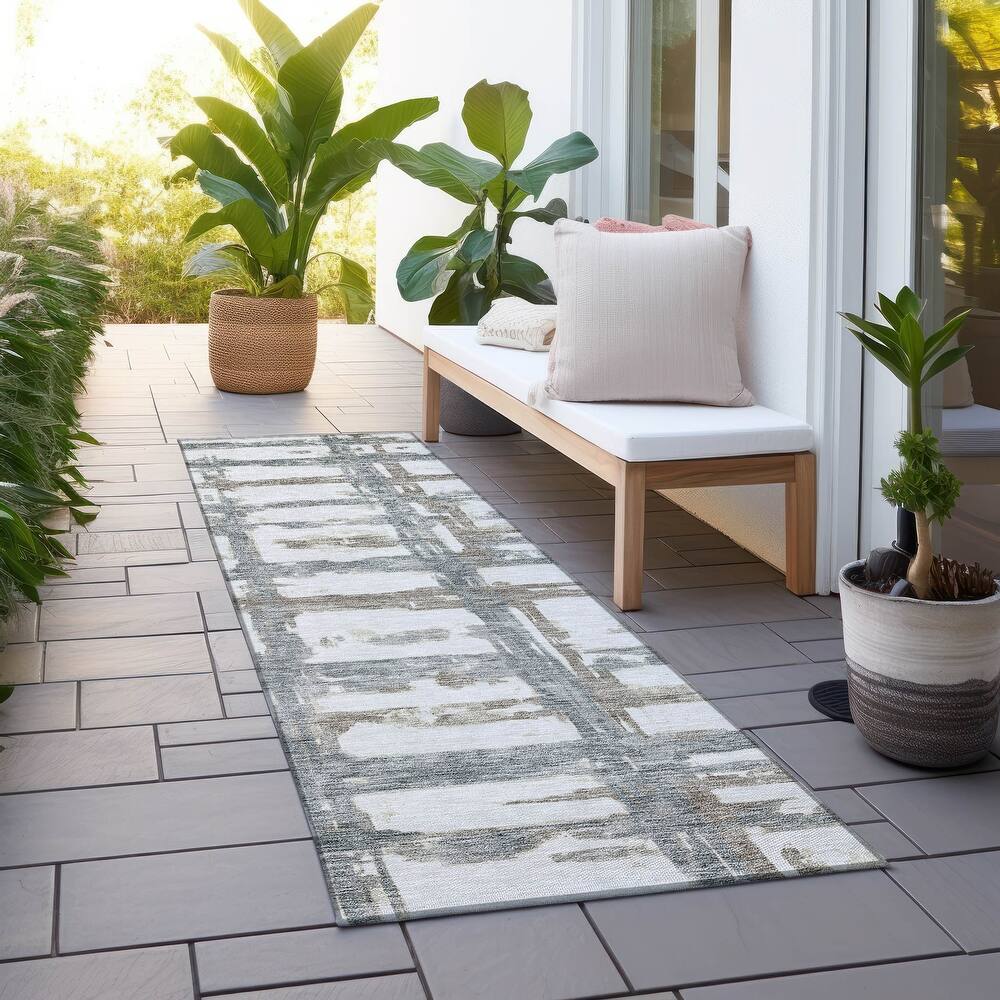 Machine Washable Indoor/ Outdoor Chantille Abstract Contemporary Rug