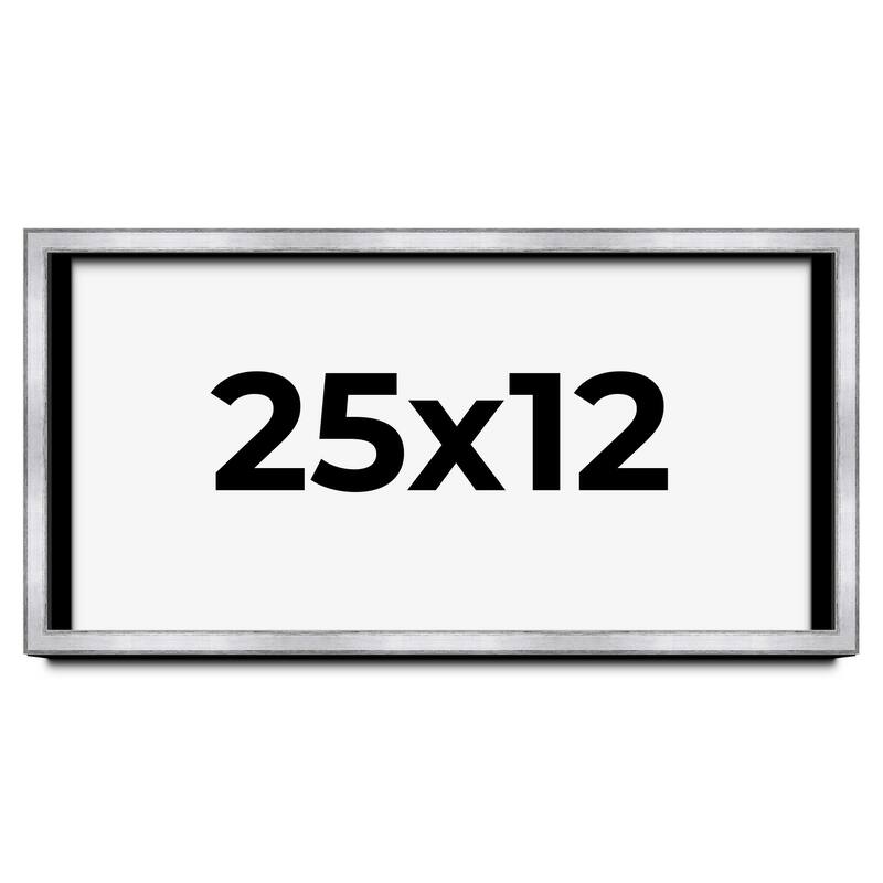 25x12 Shadow Box Frame Silver | 1.375 Inches Deep Real Wood