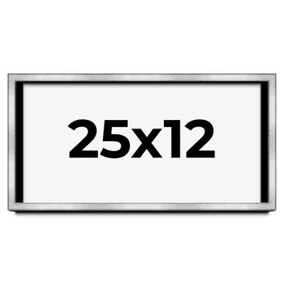 25x12 Shadow Box Frame Silver | 1.375 Inches Deep Real Wood