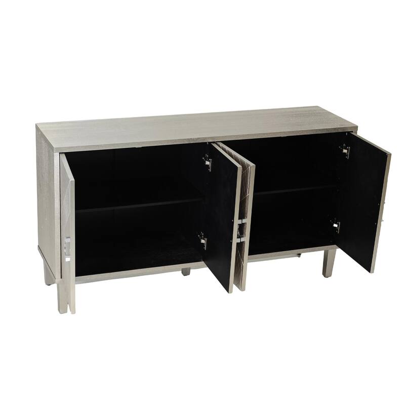 Stylish and Functional 4-Door Storage Cabinet with Pine Legs and MDF