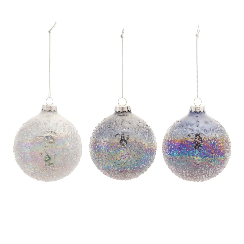 Pearl Glittered Christmas Ball Ornaments 3" 80mm Multi-Color 12ct