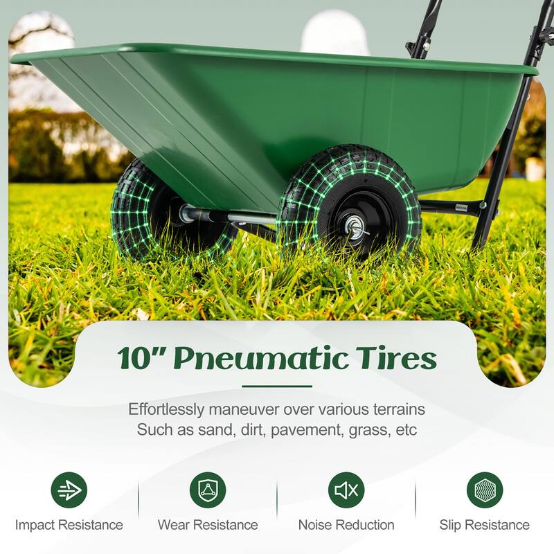 Gymax Dual-Wheel Wheelbarrow w/ Pneumatic Tires 330 LBS Load Capacity