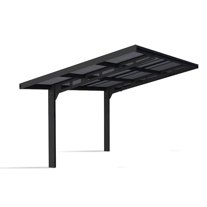 Sydney 10 ft. Wave Single & Double Carport Kit - Black Structure & Corrugated Solar Grey Panels