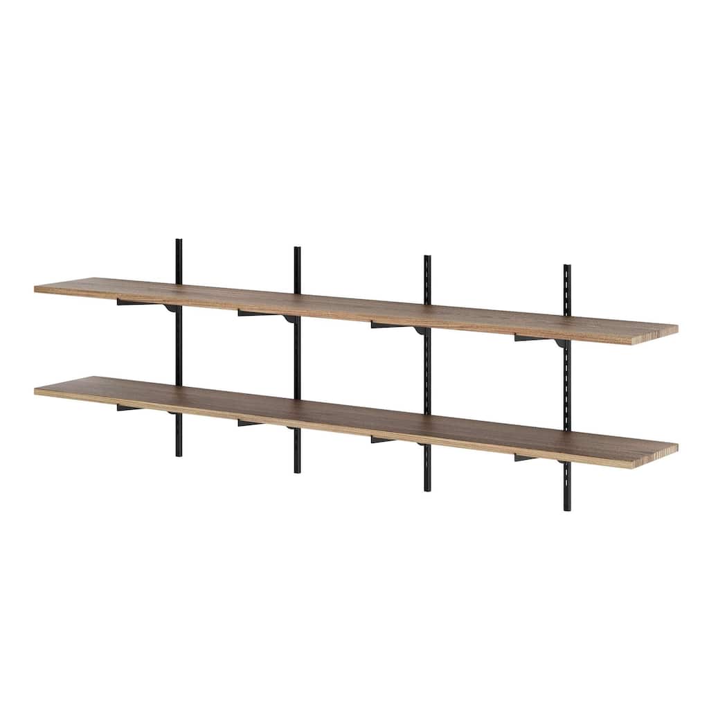 Wallniture Turin 72" Wall Mounted Shelves with Adjustable Brackets, Floating Shelves for Living Room & Office Decor, 2,3,4 Tier