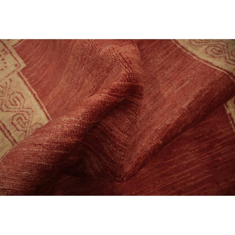 Hand Knotted Oriental 100% Wool Carpet Modern Geometric Oranges & Rust Gabbeh Area Rug - 5' 6'' X 3' 9''