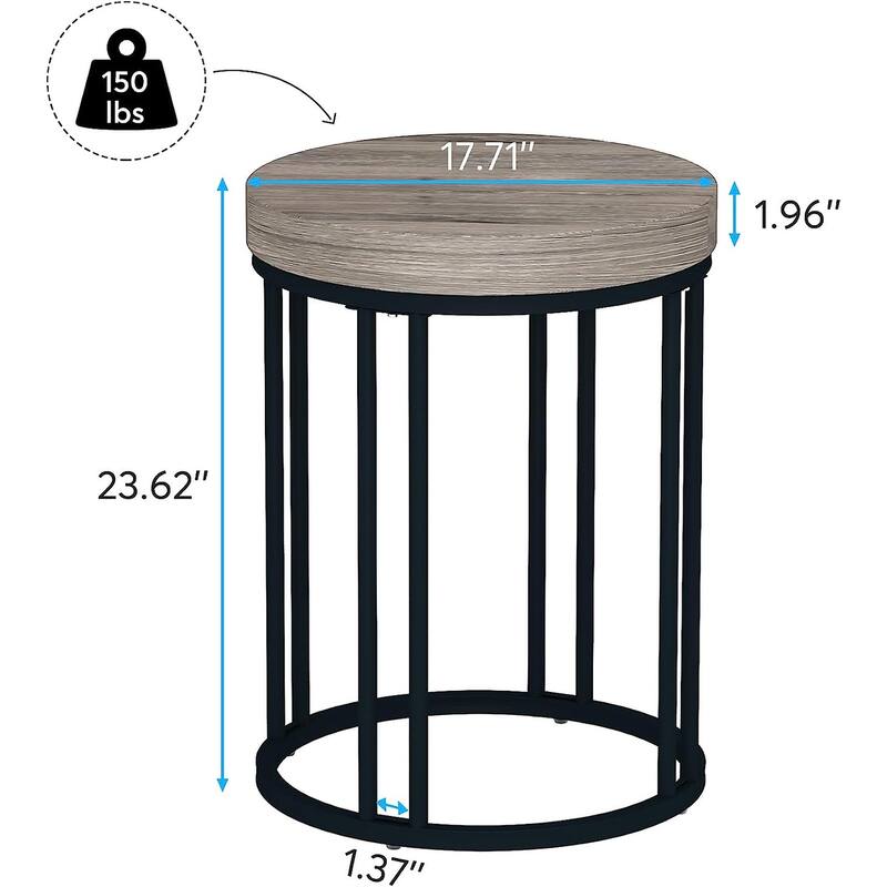 Round Side Table End Table, Modern Nightstand for Living Room Bedroom