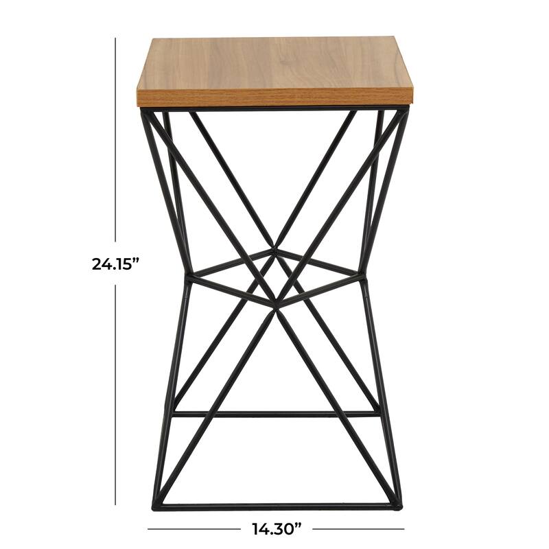 Brown Metal Contemporary Accent Table - 14 x 14 x 24