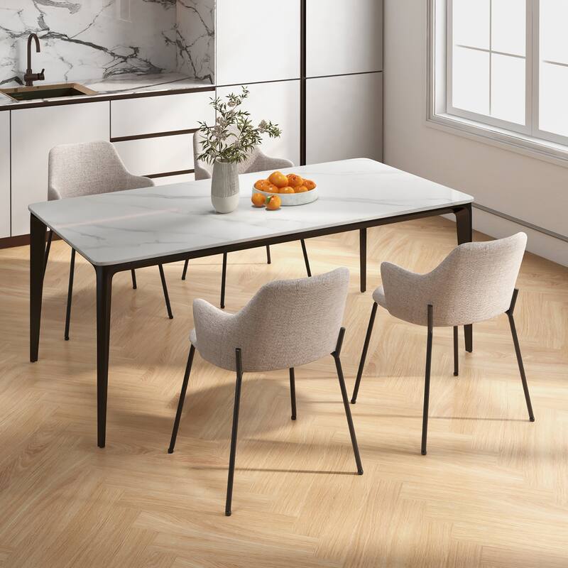 Gymax Dining Chairs Set of 2 w/ Curved Backrest Wide Seat & Armrests