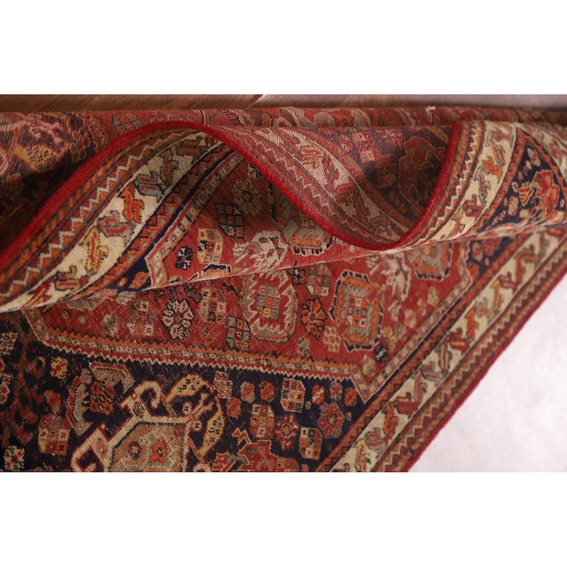 Pre-1900 Antique Vegetable Dye Shiraz Persian Rug Handmade Wool Carpet - 3'5"x 4'9"