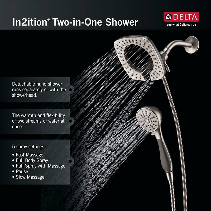 Delta In2ition 2.5 GPM 2-in-1 Multi Function Shower Head and Hand