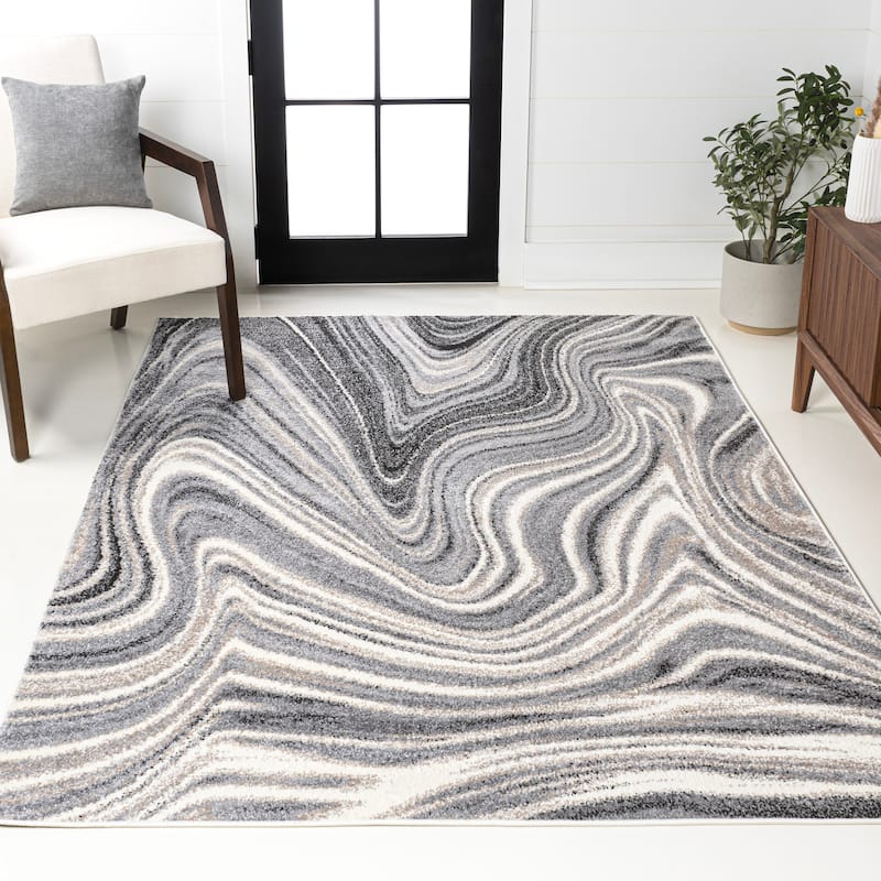 JONATHAN Y Zoe Contemporary Glam Abstract Marble Area Rug
