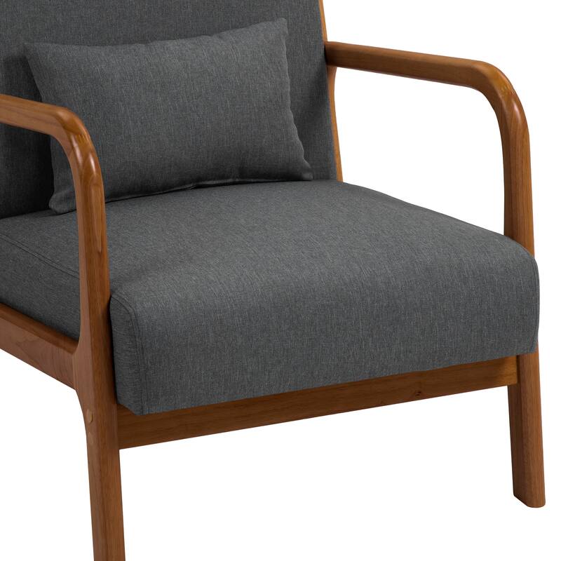 Mid Century Solid Wood Upholstered Accent Chair