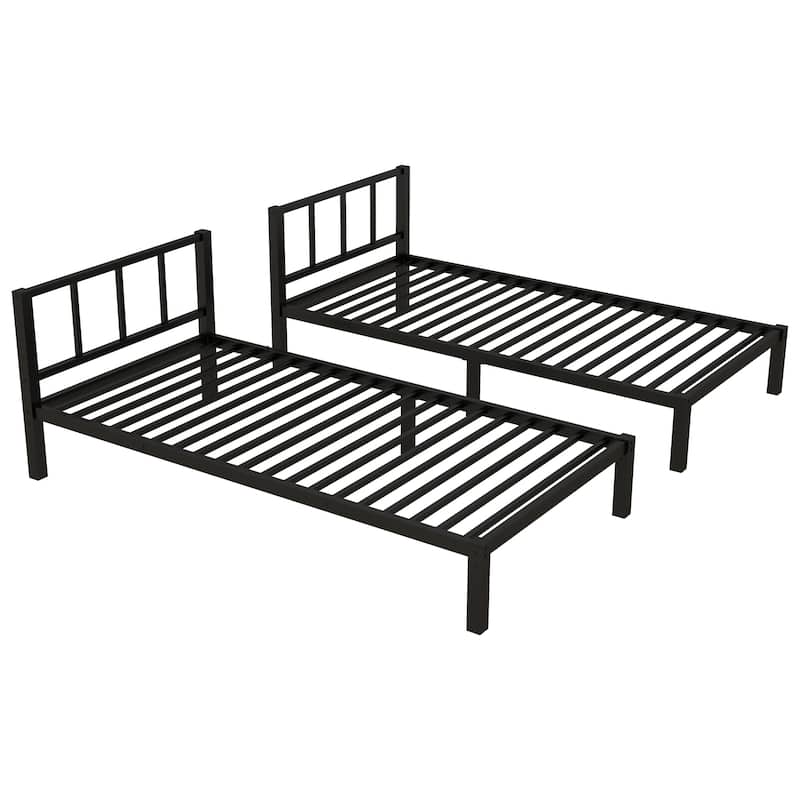 GDFStudio - Bellamy Metal Triple Bunk Bed with Safety Guardrails and Space-Saving Design