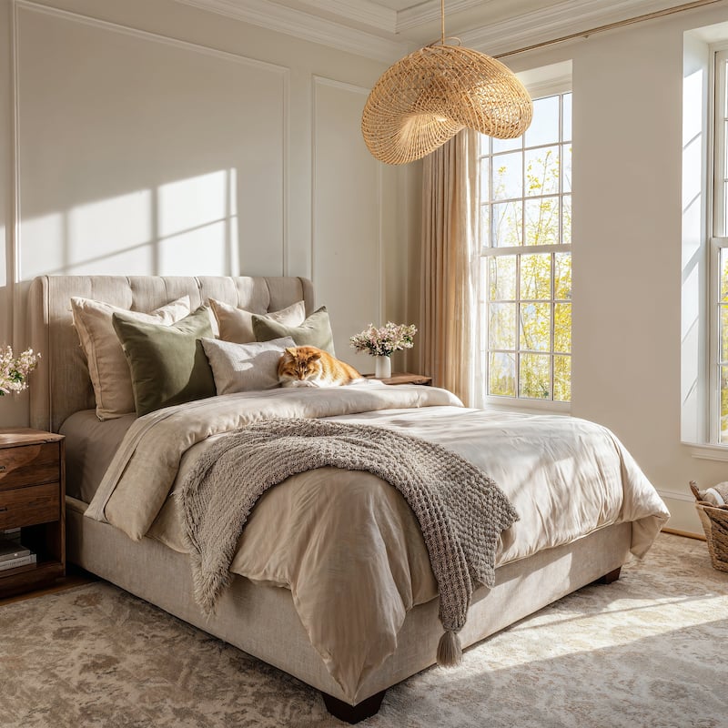 Sepherina Rattan Pendant Light Natural Large Sculptural Handwoven Light Fixture For Modern, Transitional, Farmhouse Room Décor.