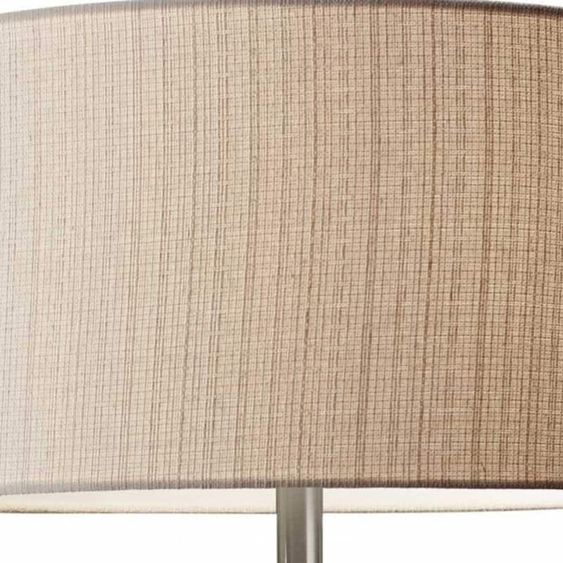 Brown Solid Wood Floor Lamp with Beige Drum Shade and Rotary Switch - 19” x 19” x 60” (D x W x H)