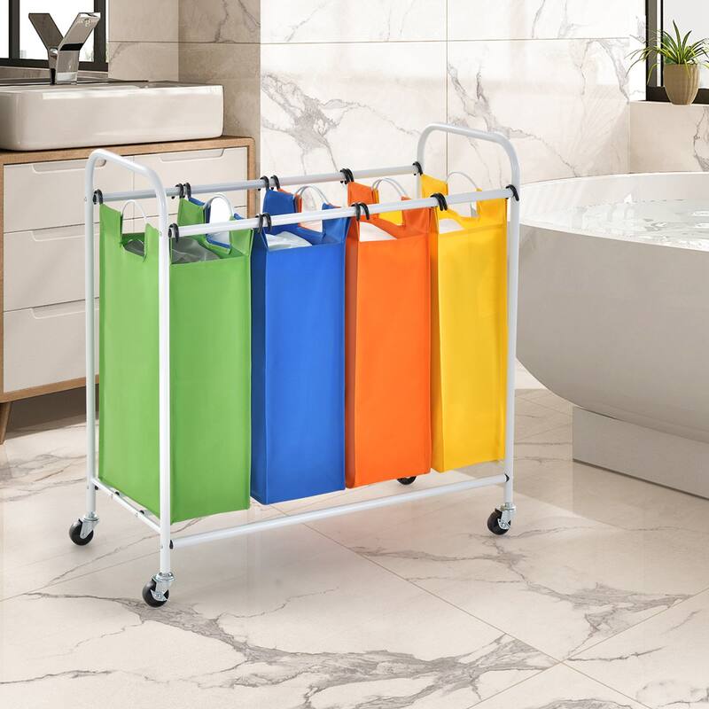 Costway 4 Bag Laundry Sorter Cart Clothes Hamper Storage Organizer - See Details